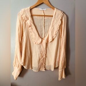 CJLA Pink Ruffled Wmns Blouse 100% Cotton